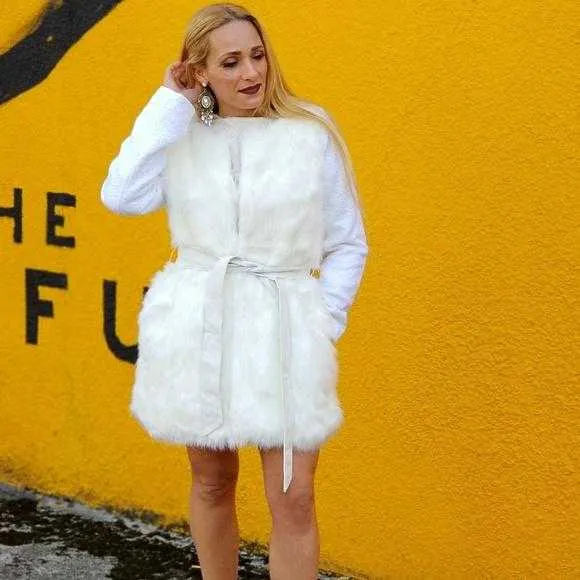 Cream Faux Fur Coat Vest