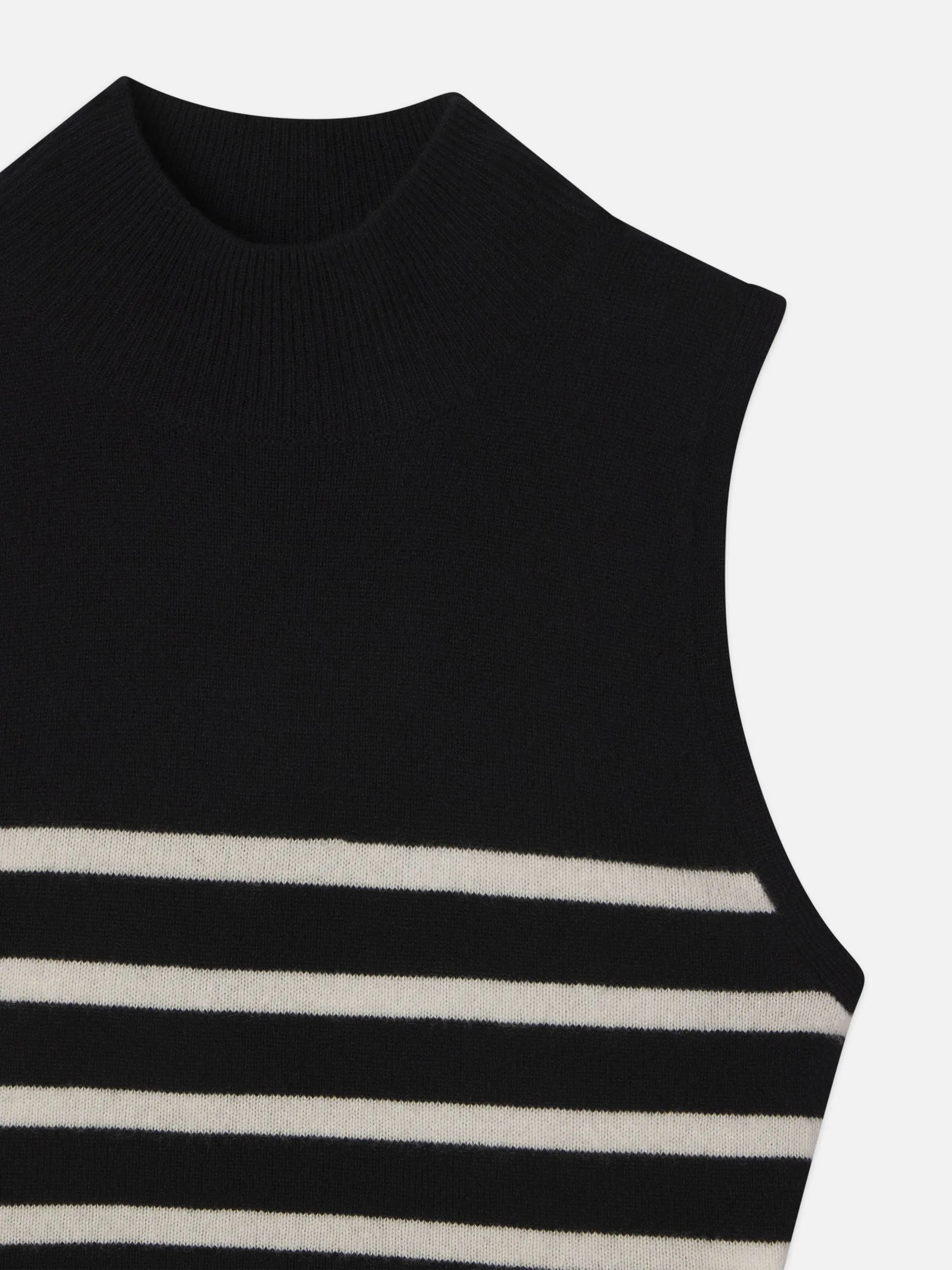 Cropped Cashmere Mockneck -- Black Multi