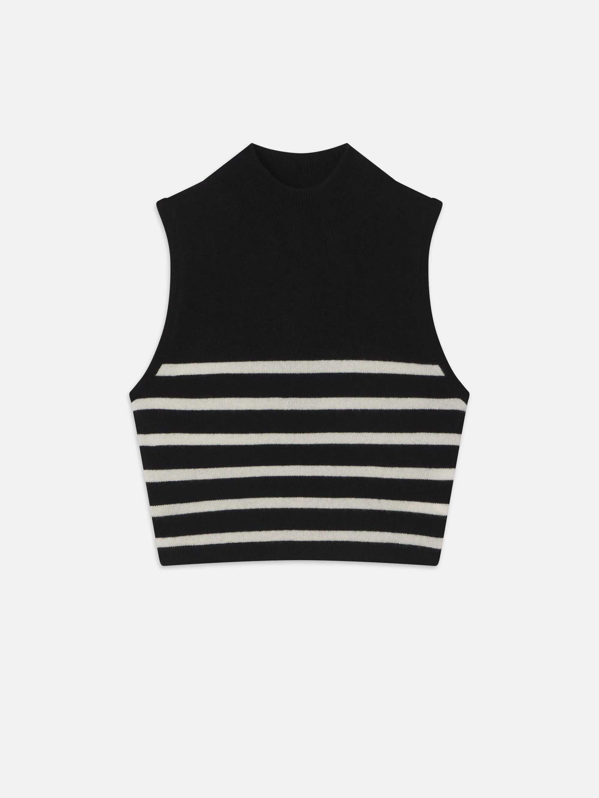 Cropped Cashmere Mockneck -- Black Multi