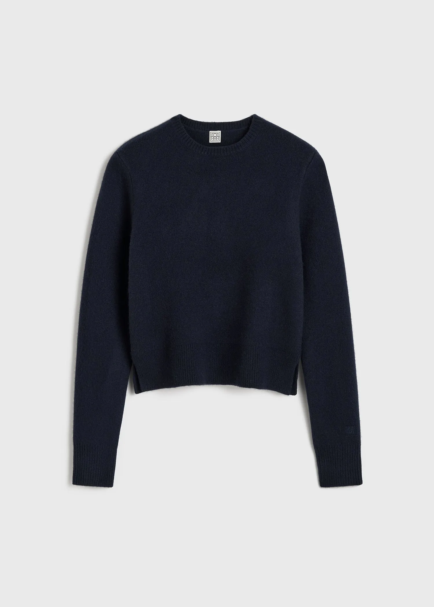 Cropped crew-neck knit navy