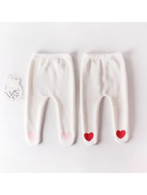 Cute Baby Girl Love Heart Fleece-lined Panty-hose