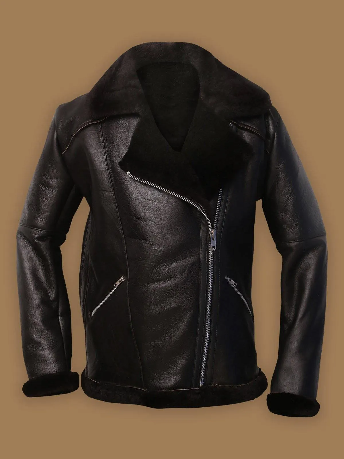 Dark Brown Aviator Shearling Jacket