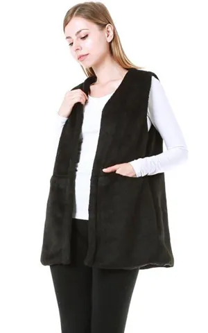 EAV9161 Luxe Faux Fur Pocket Vest