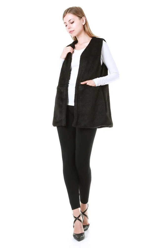 EAV9161 Luxe Faux Fur Pocket Vest