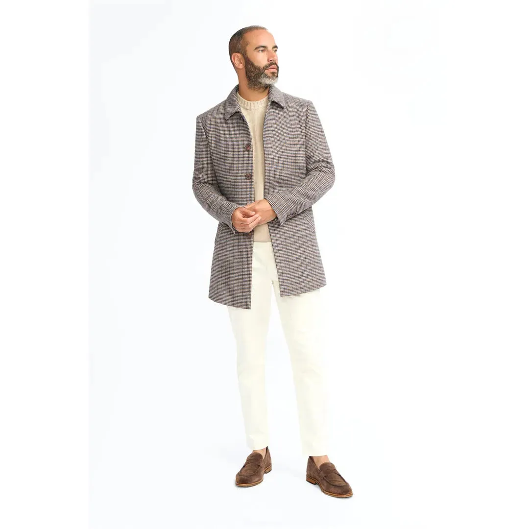 Eddie - Men's Tan Brown Wool Blend Tweed Overcoat