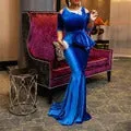 Elegant Diamonds Velvet Long Party Dress for Women Sexy Deep V Evening Gown Formal Black Slim Dress Robe