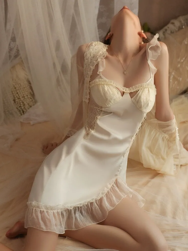 Elegant Satin Nightgown/ Robe