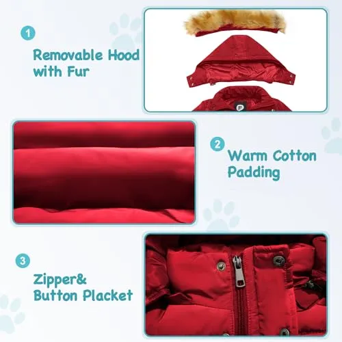 FARVALUE Boy Winter Coat Warm Quilted Puffer Water Resistant Parka Jacket with Detachable Fur Hood for Big Boys Black 6-7 Years