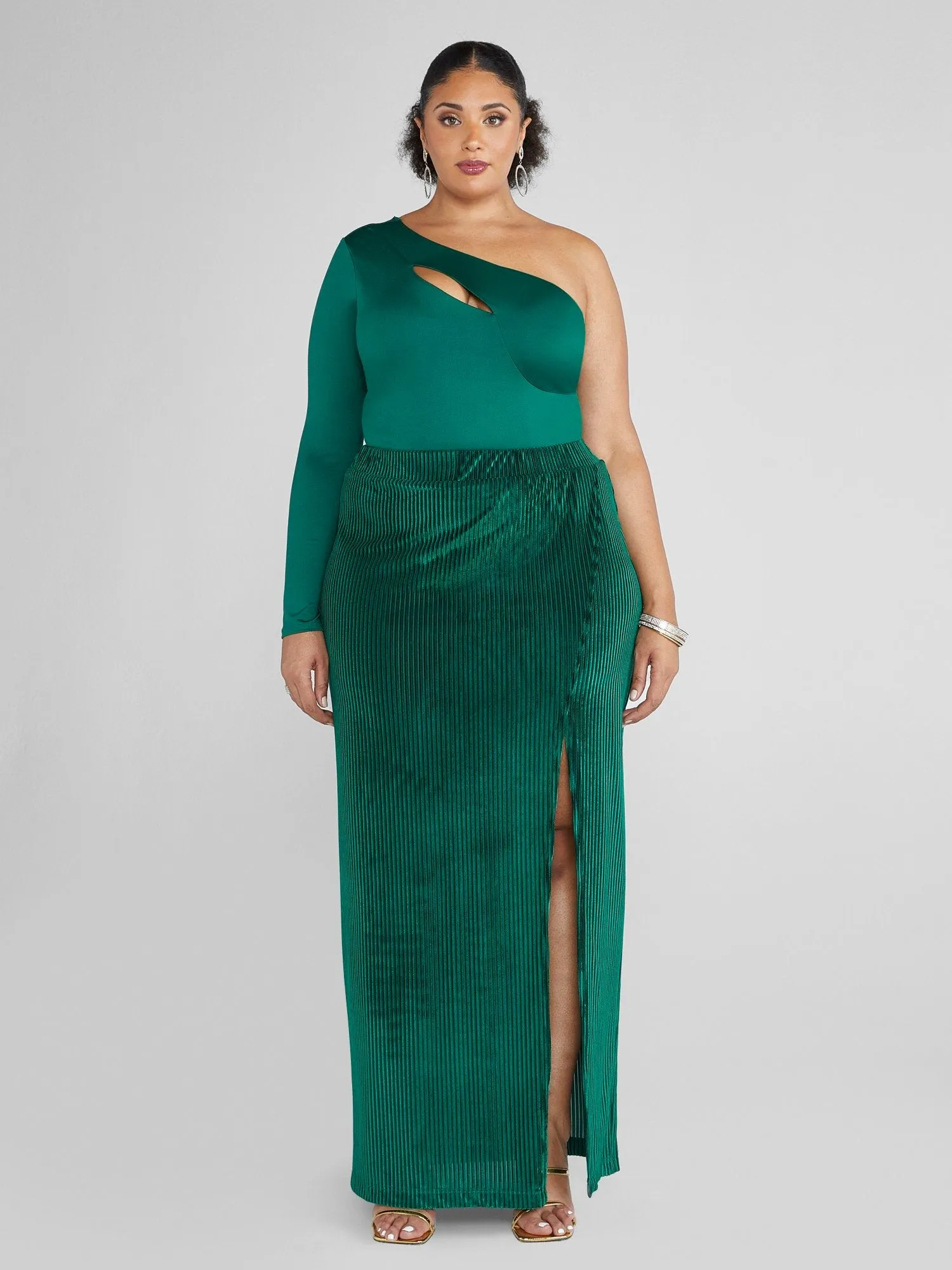 Fashion To Figure - Kensie High Slit Velvet Maxi Skirt