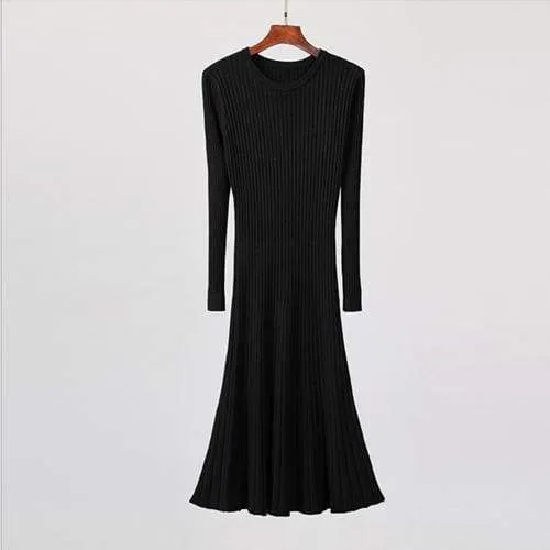 FashionSierra - Long Knitted Sweater Dress for Women Casual Winter Sweater Dress