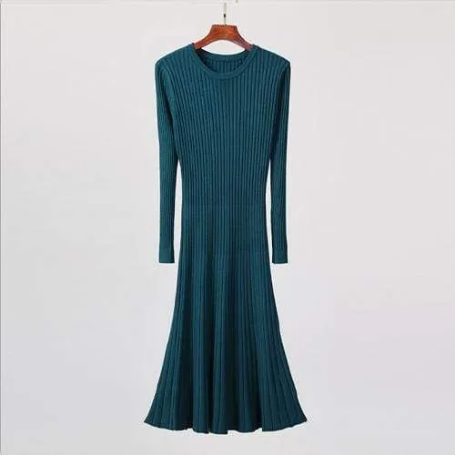 FashionSierra - Long Knitted Sweater Dress for Women Casual Winter Sweater Dress