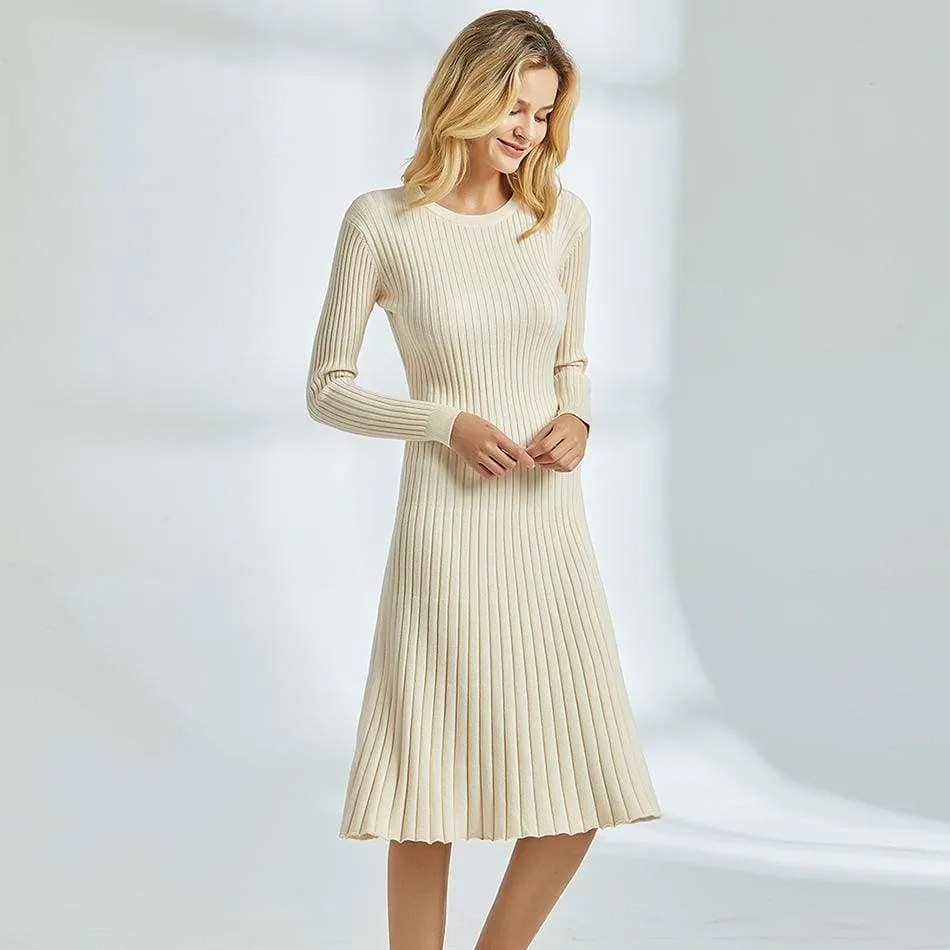 FashionSierra - Long Knitted Sweater Dress for Women Casual Winter Sweater Dress