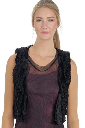 Faux Fur Lace Trimmed Mini Bolero Vest