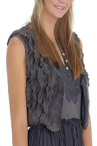 Faux Fur Lace Trimmed Mini Bolero Vest