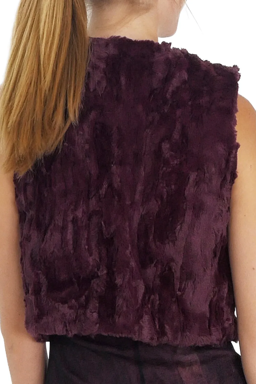 Faux Fur Lace Trimmed Mini Bolero Vest