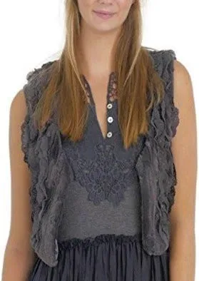 Faux Fur Lace Trimmed Mini Bolero Vest