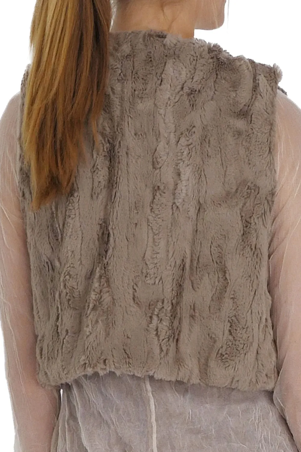 Faux Fur Lace Trimmed Mini Bolero Vest