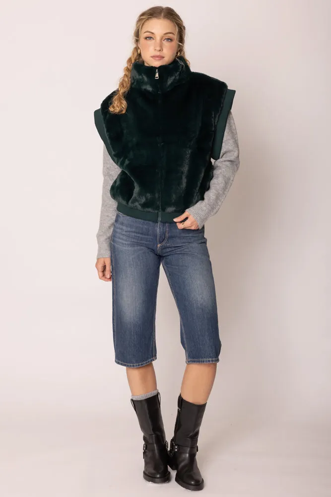 Faux Fur Rib Sleeve Vest