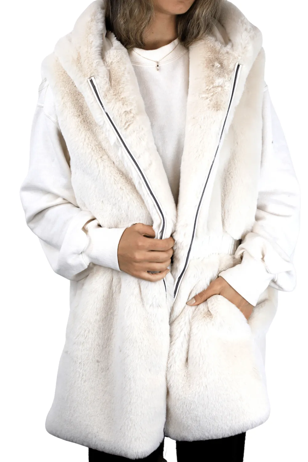 Faux Fur Vest - Ivory