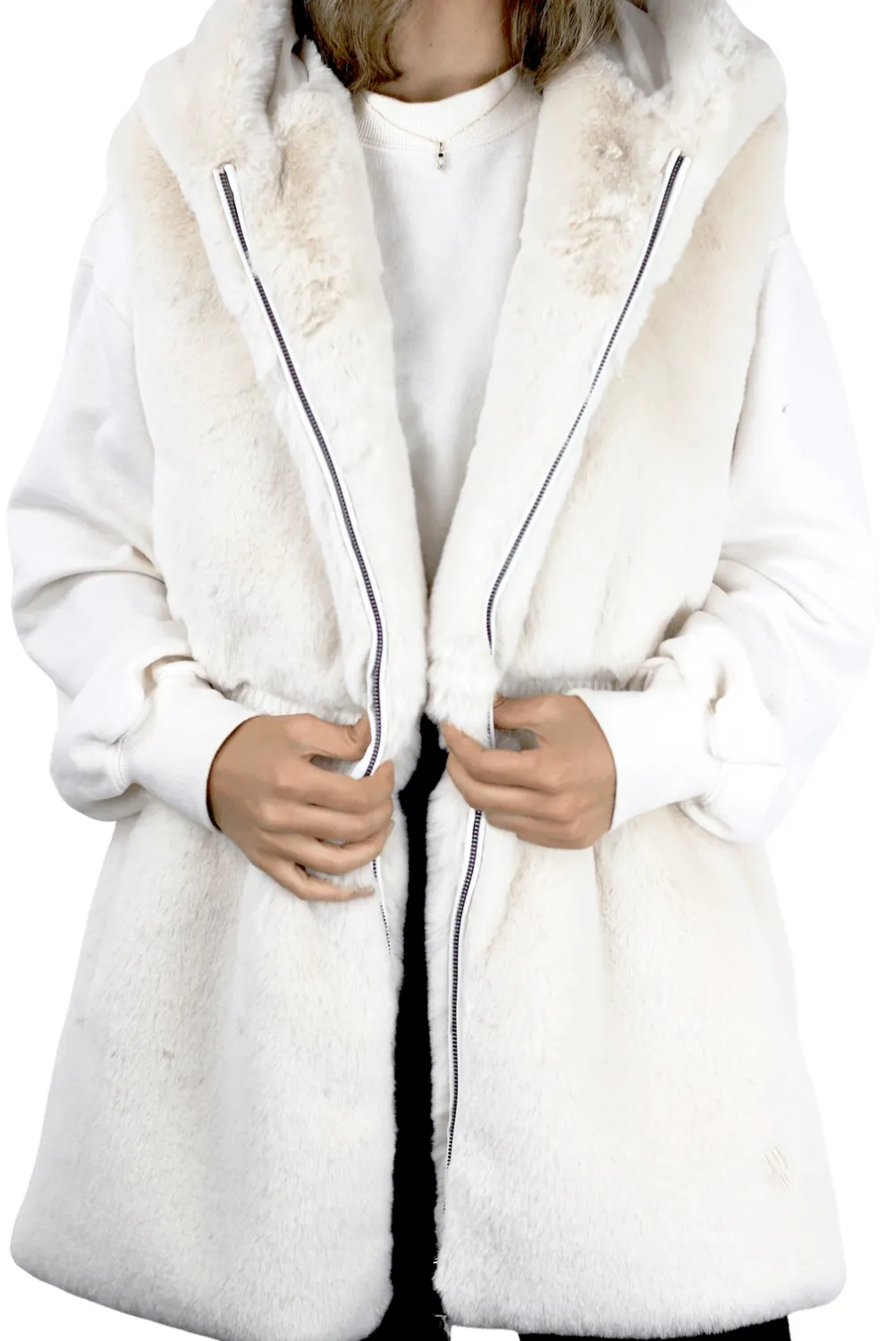 Faux Fur Vest - Ivory