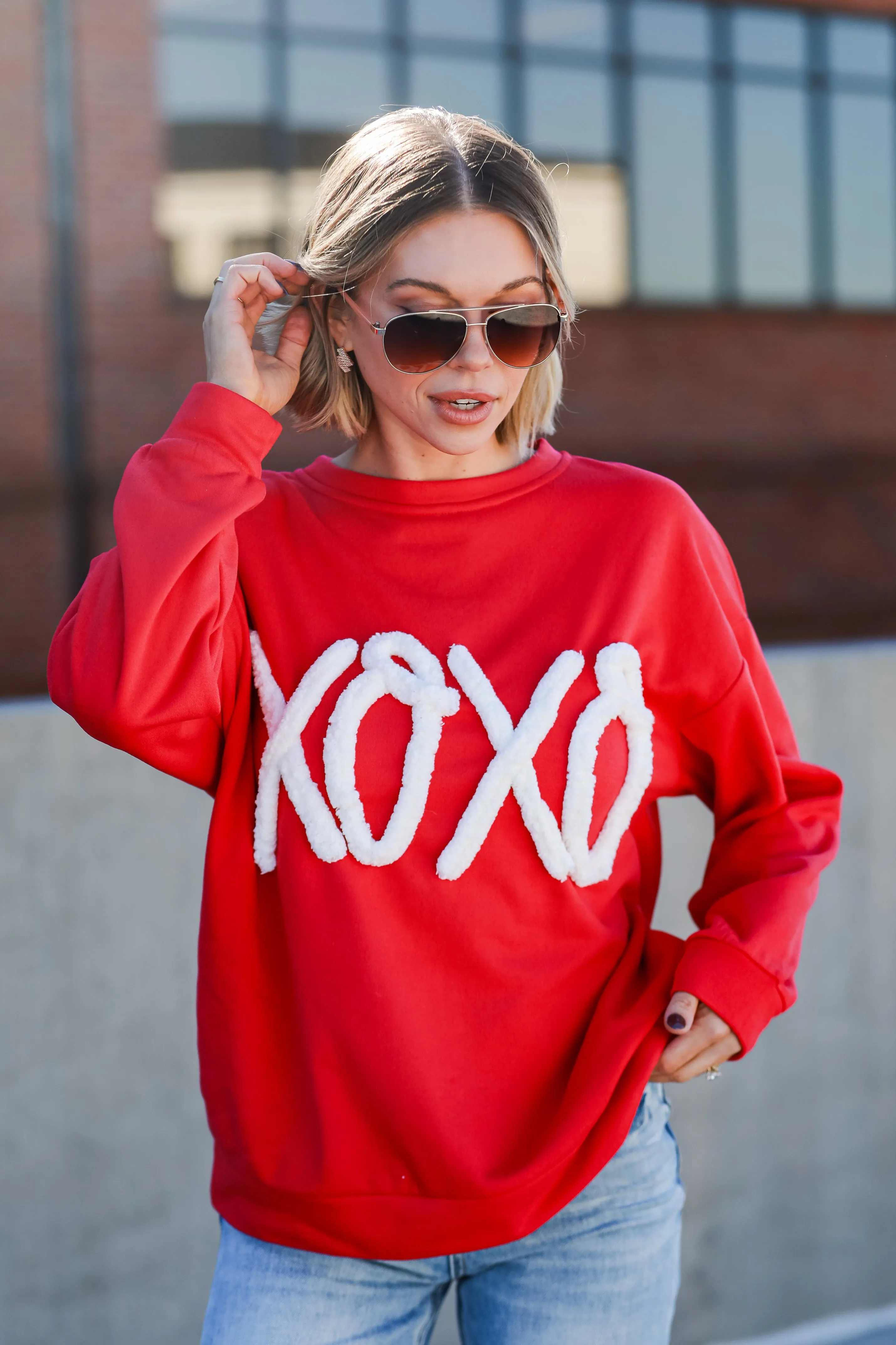 FINAL SALE - Red XOXO Fleece Pullover