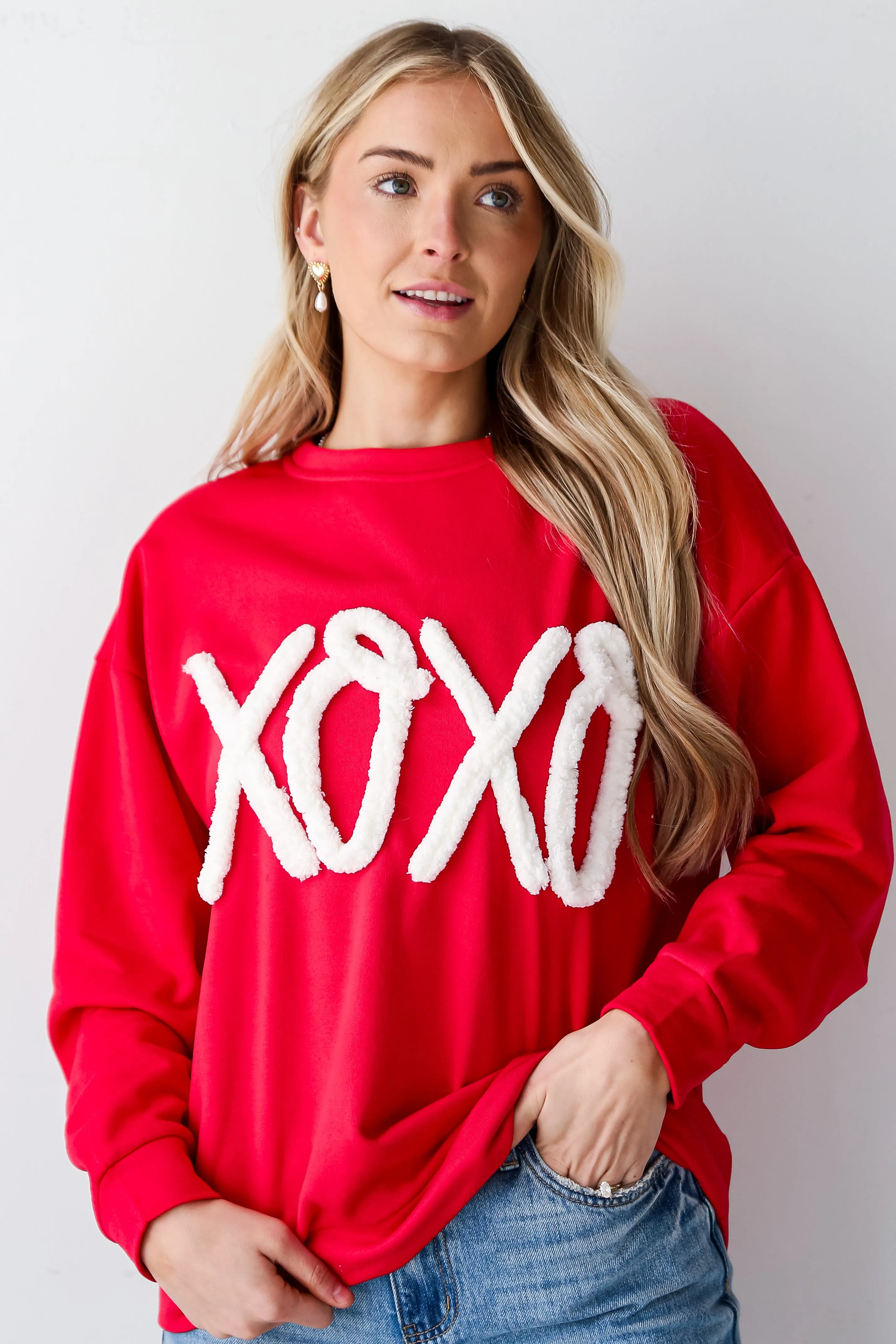 FINAL SALE - Red XOXO Fleece Pullover