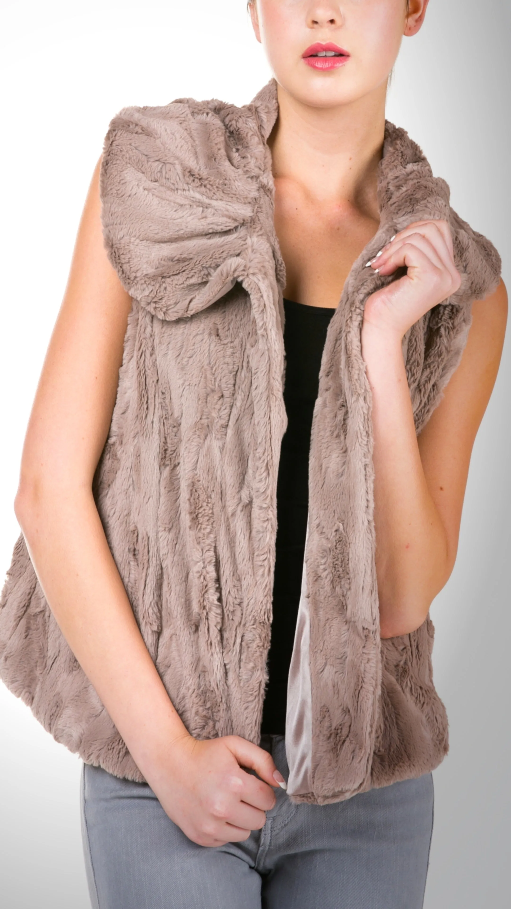 Flare Faux Fur Button Down Vest