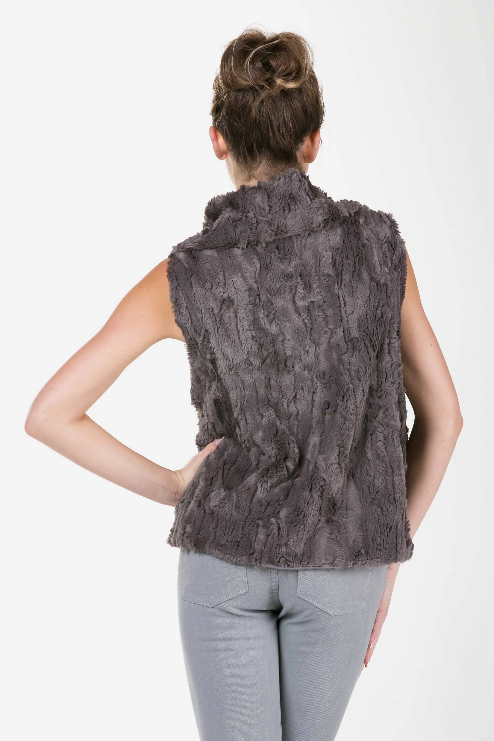 Flare Faux Fur Button Down Vest