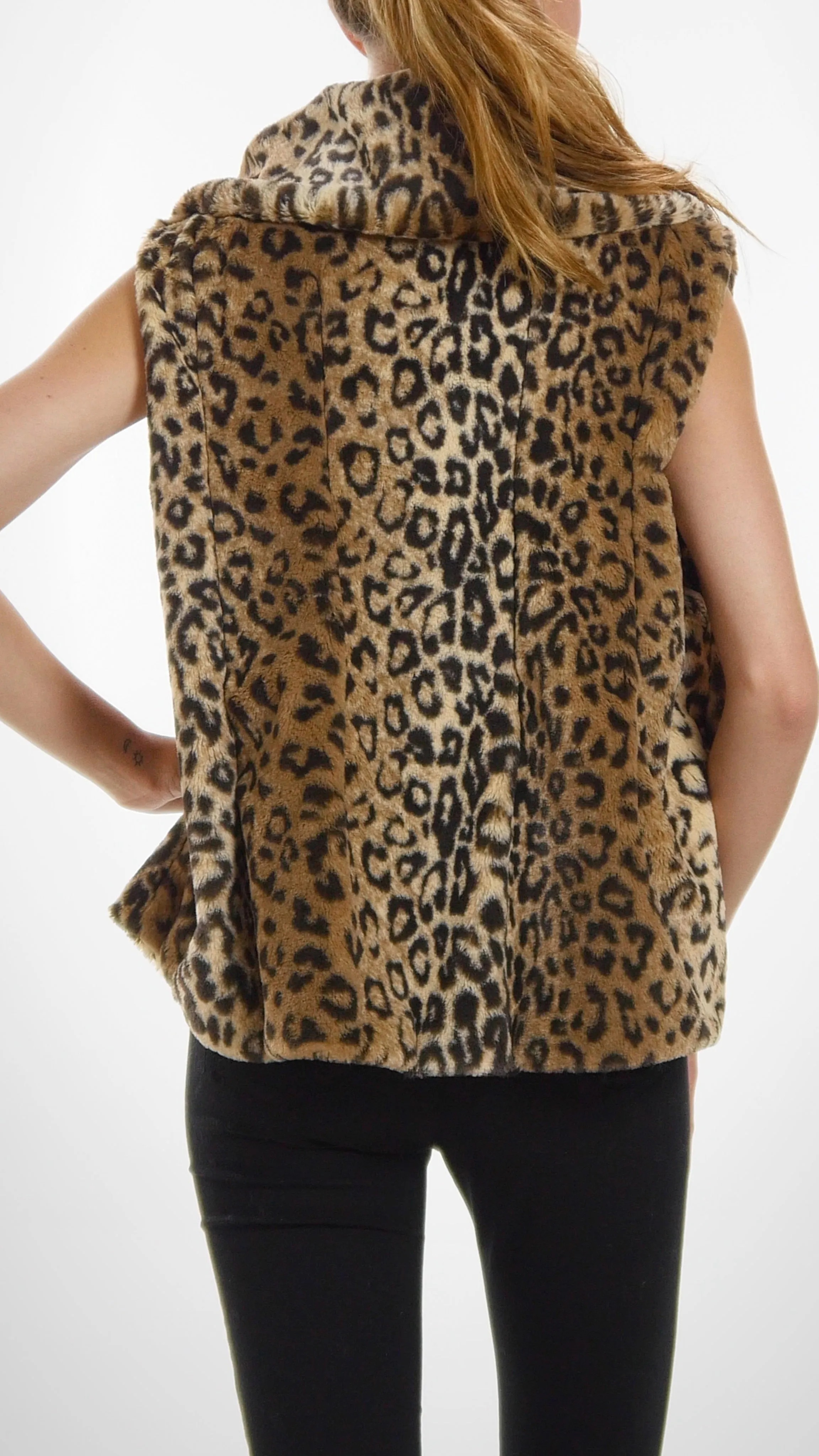 Flare Faux Fur Button Down Vest