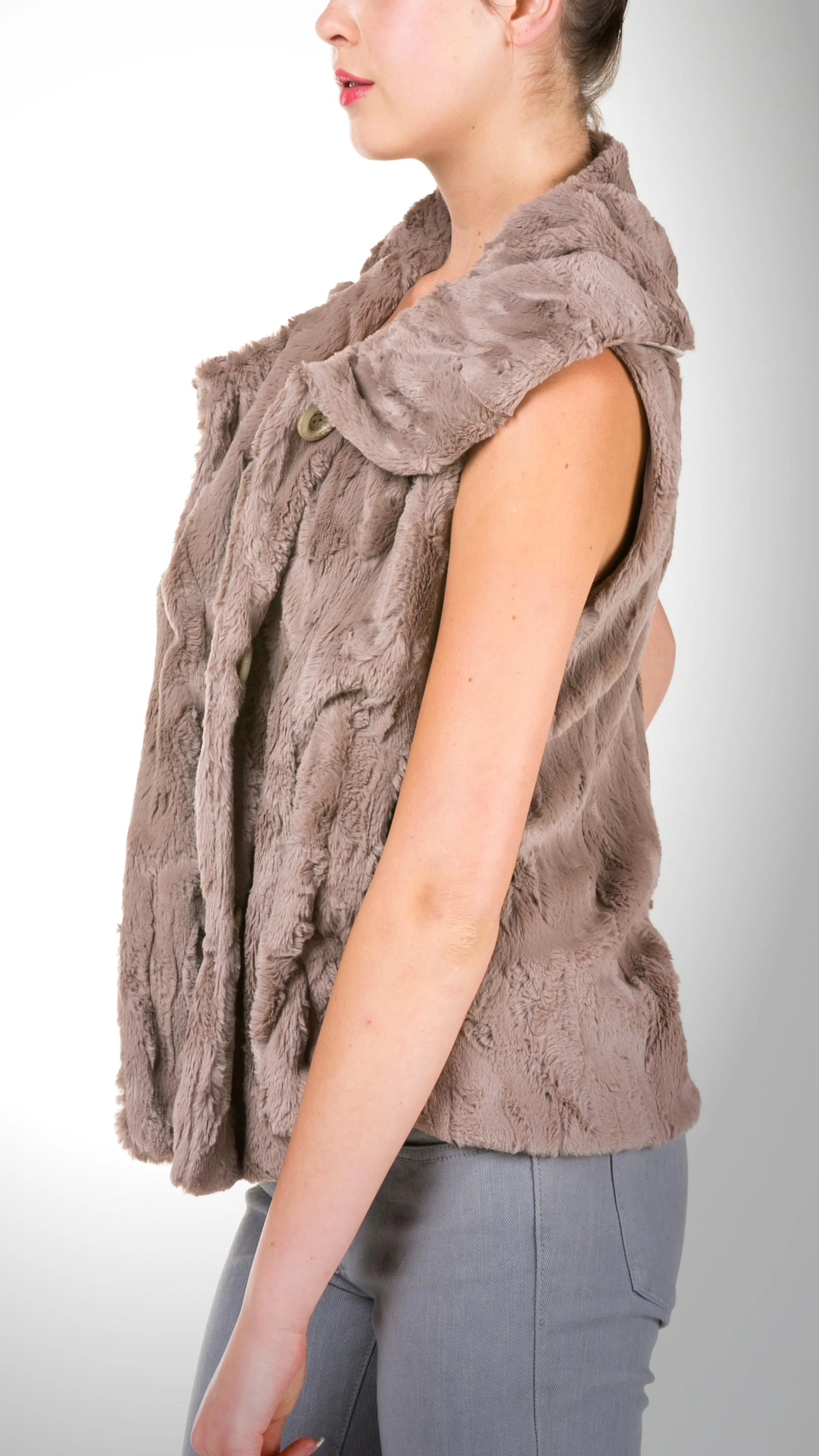 Flare Faux Fur Button Down Vest