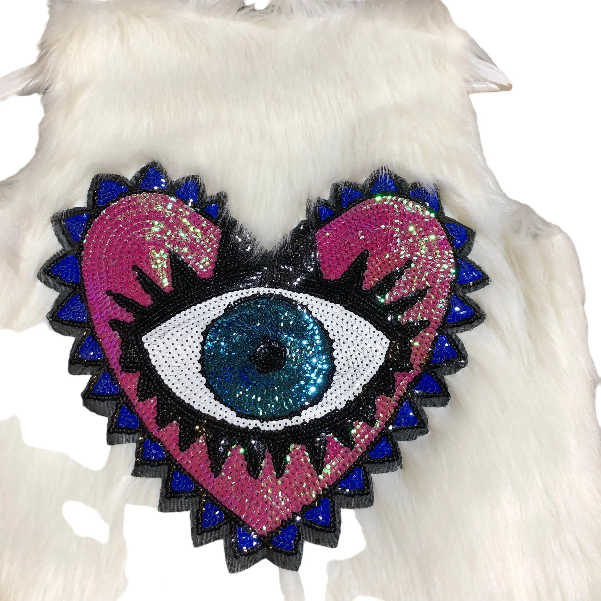 Glitter heart embellished faux fur vest