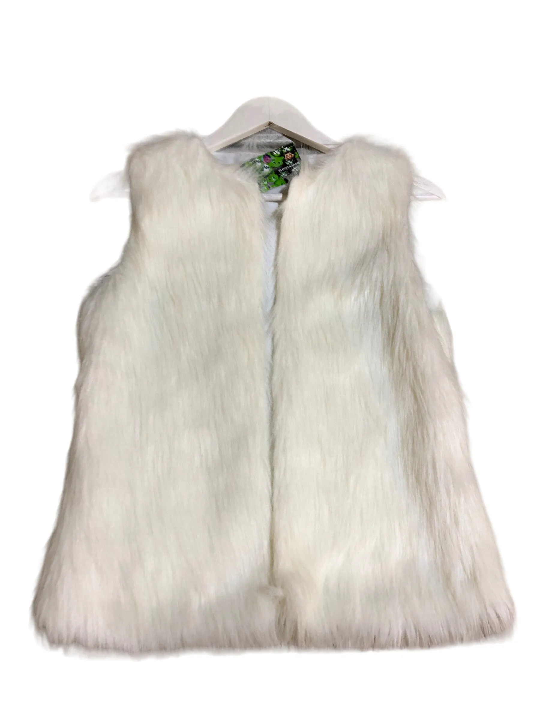 Glitter heart embellished faux fur vest