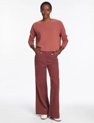 Hayden Corduroy Wide Leg Trouser - Dark Rose