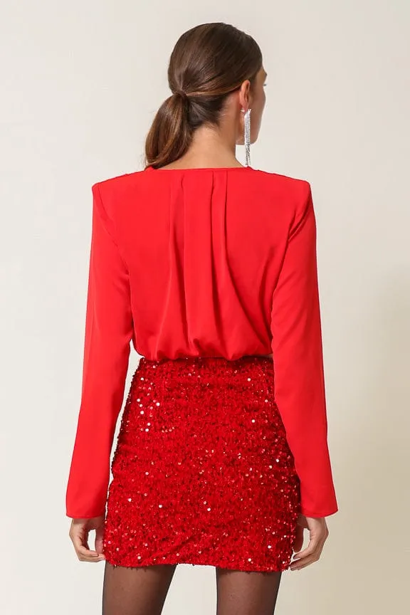 Hurley Sequin Skirt Scarlet