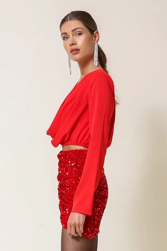 Hurley Sequin Skirt Scarlet