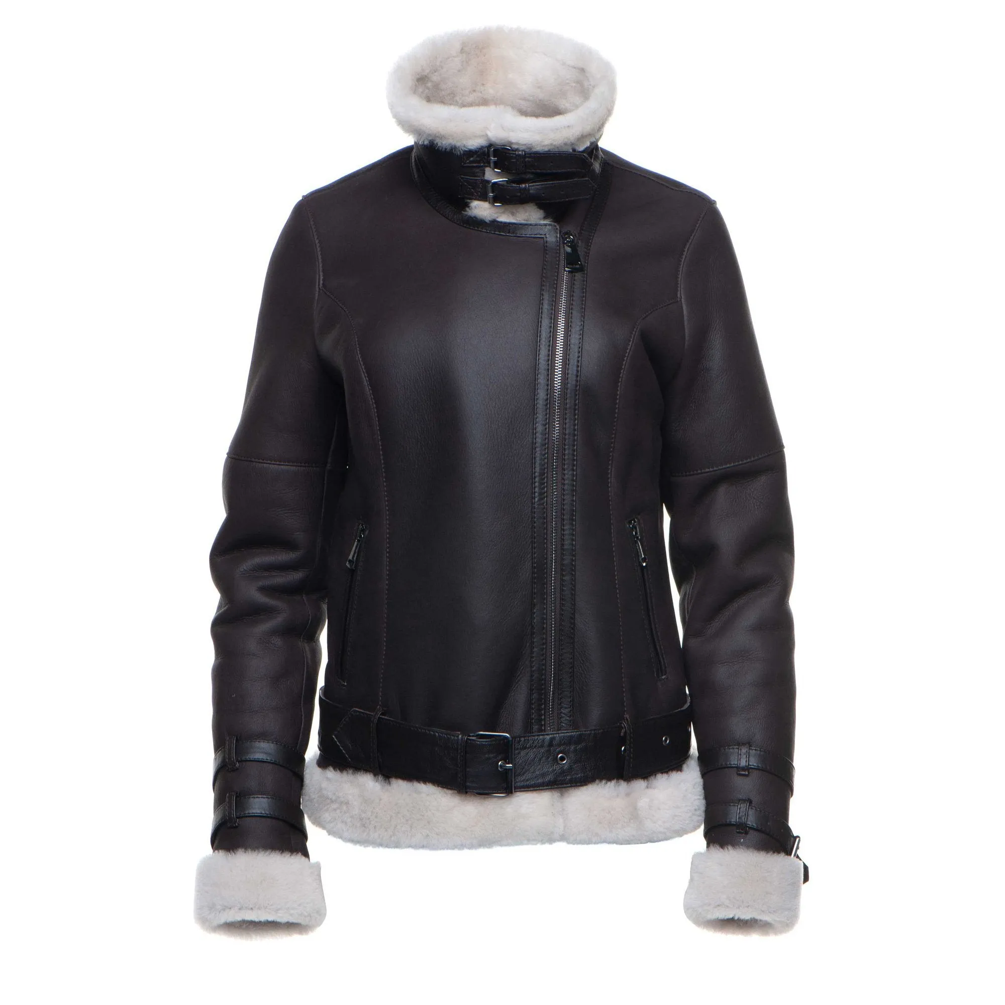 Jayne's Sheepskin Brown Biker Shearling Jacket