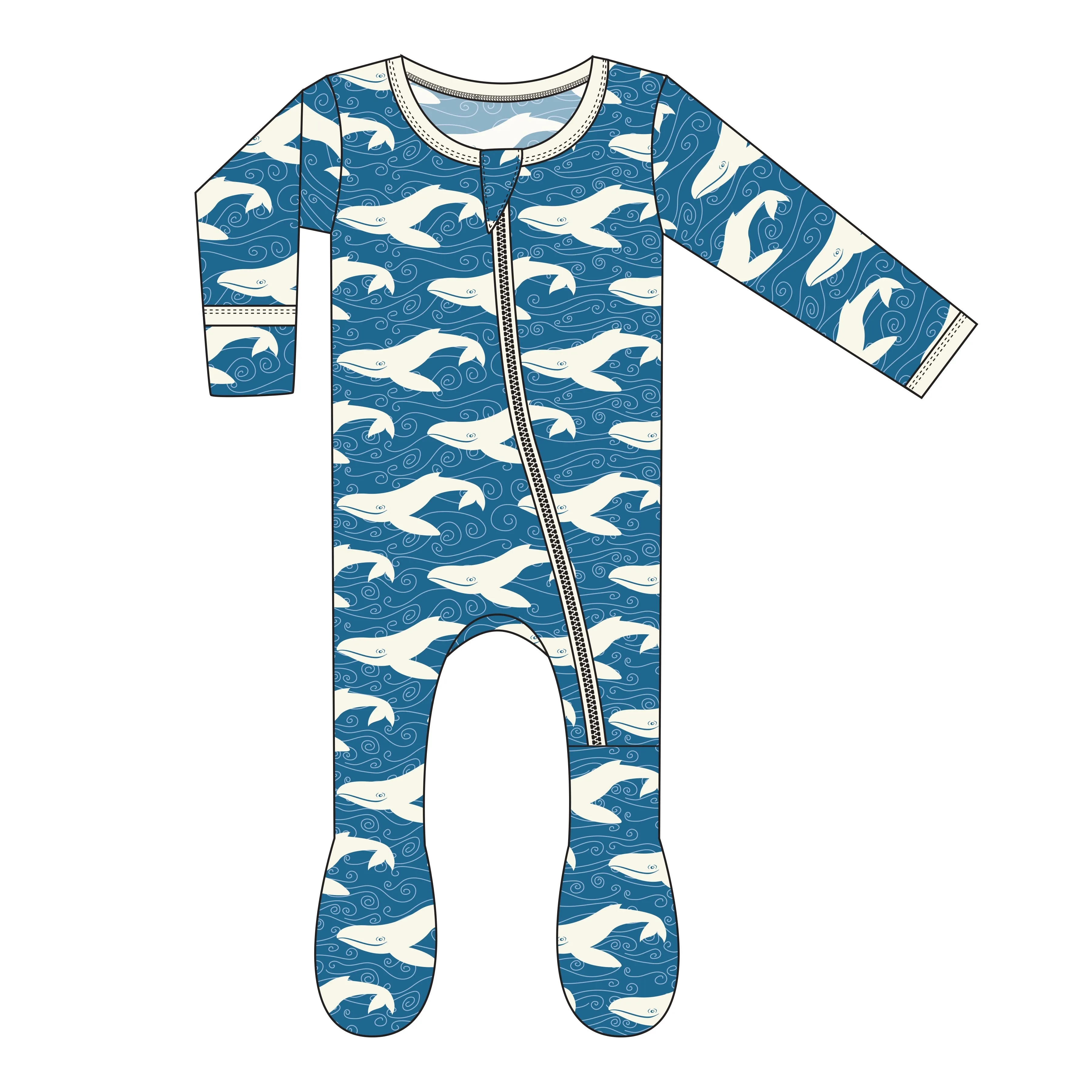 KicKee Pants Twilight Whale Footie with Zipper