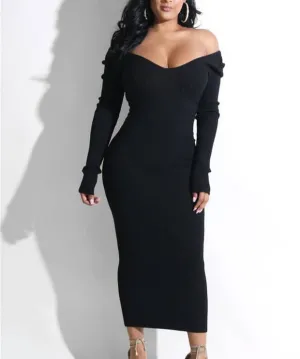 Kiki Long Sleeve Sweater Dress - Black