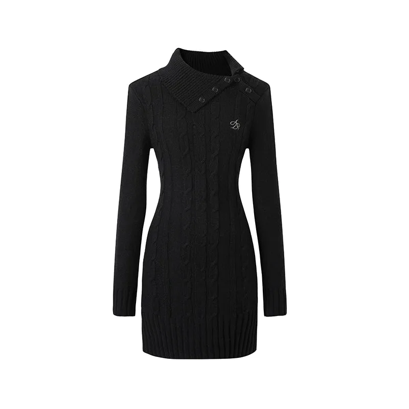 Knitted Slim Waist Sweater Dress