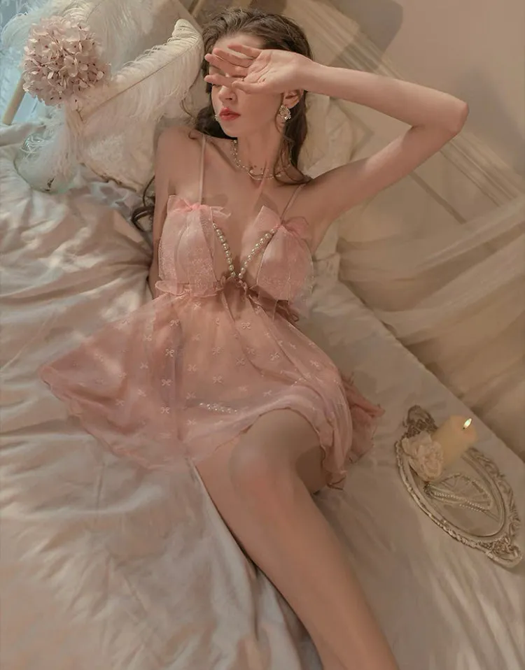 Lace Lingerie Set, Sheer Nightgown, Lace Robe, Cute Lingerie, See Through Nightwear