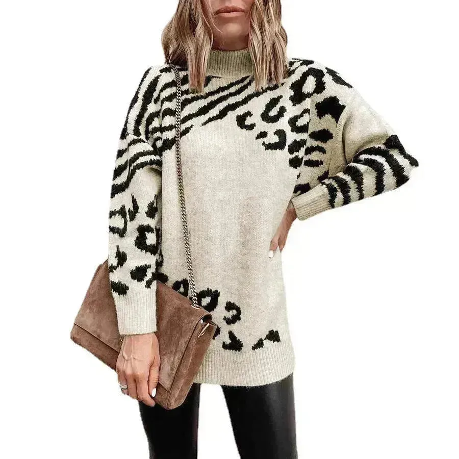 Ladies Autumn Winter Woolen Turtleneck Sweater Tunic top for leggings