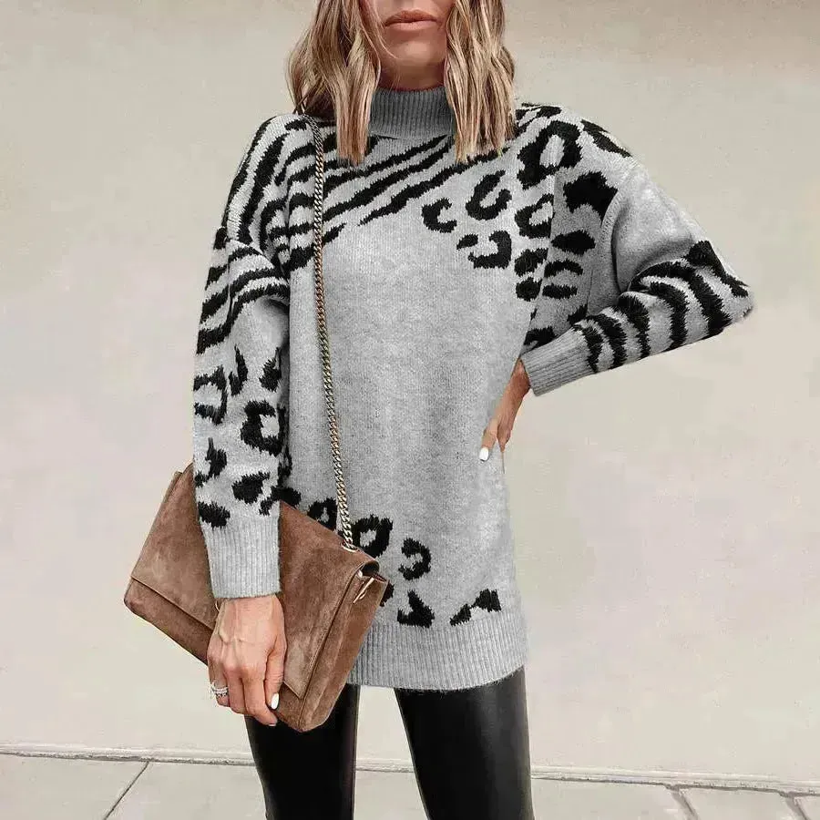 Ladies Autumn Winter Woolen Turtleneck Sweater Tunic top for leggings