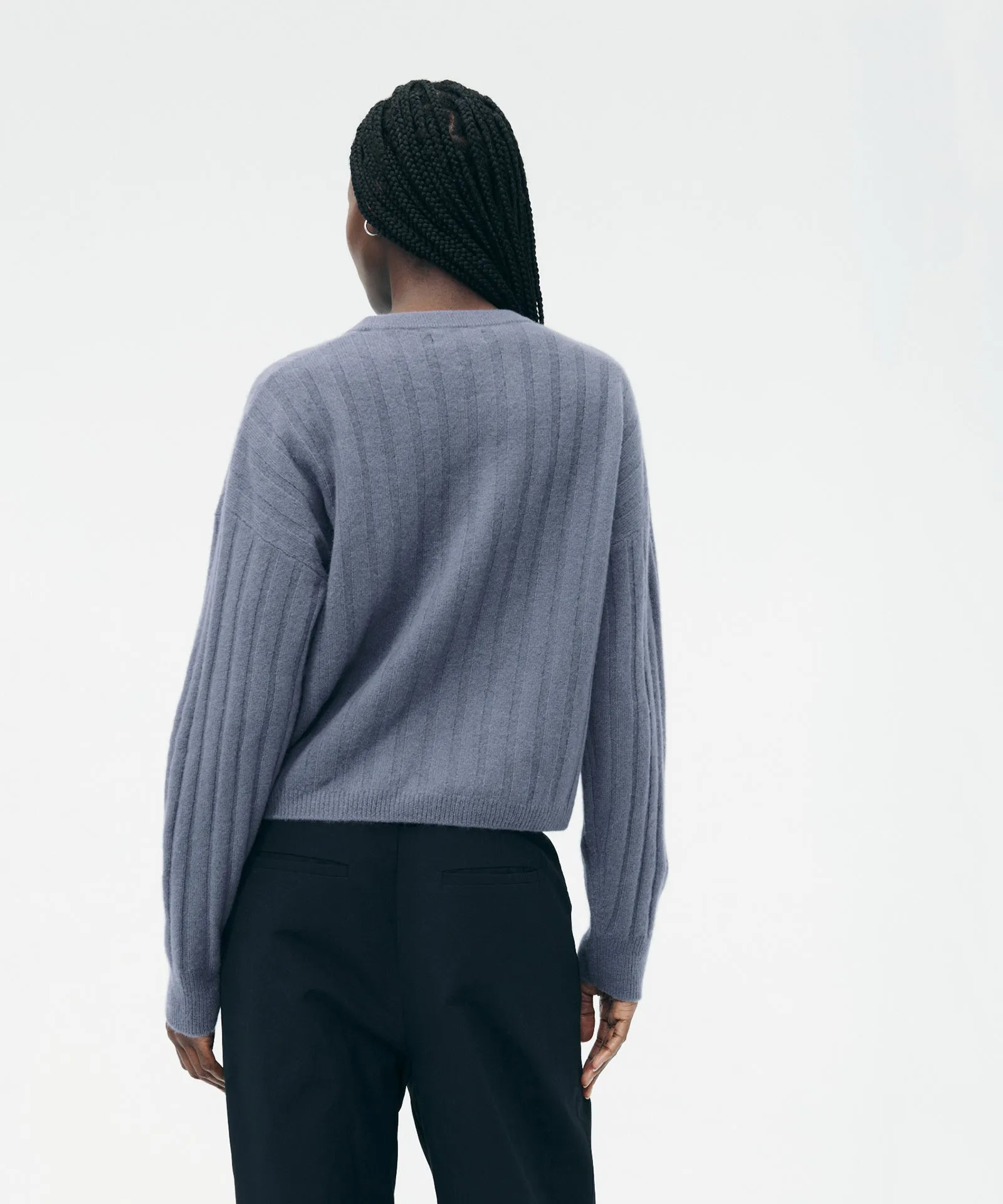 Lightweight Cashmere Ribbed Cropped Sweater