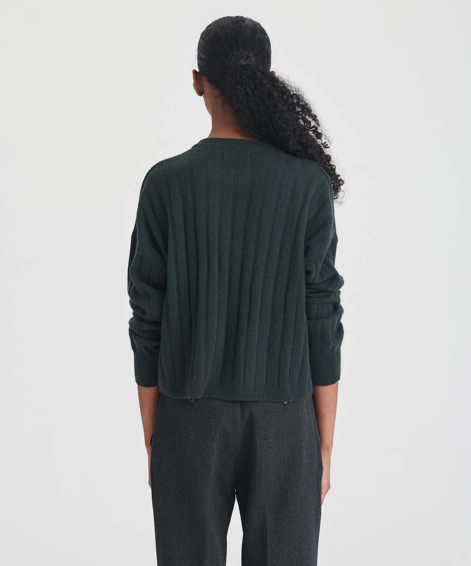 Lightweight Cashmere Ribbed Cropped Sweater