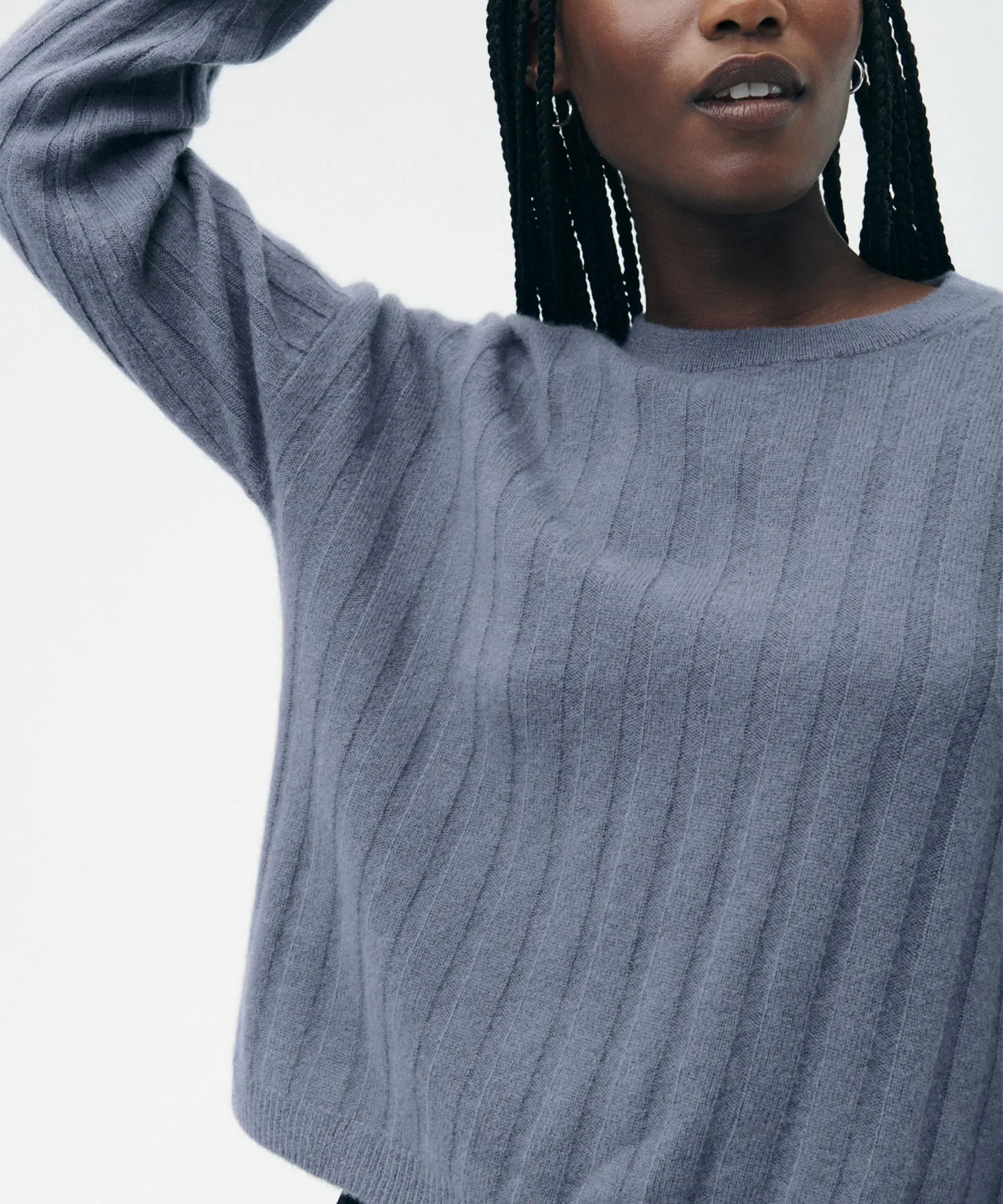 Lightweight Cashmere Ribbed Cropped Sweater