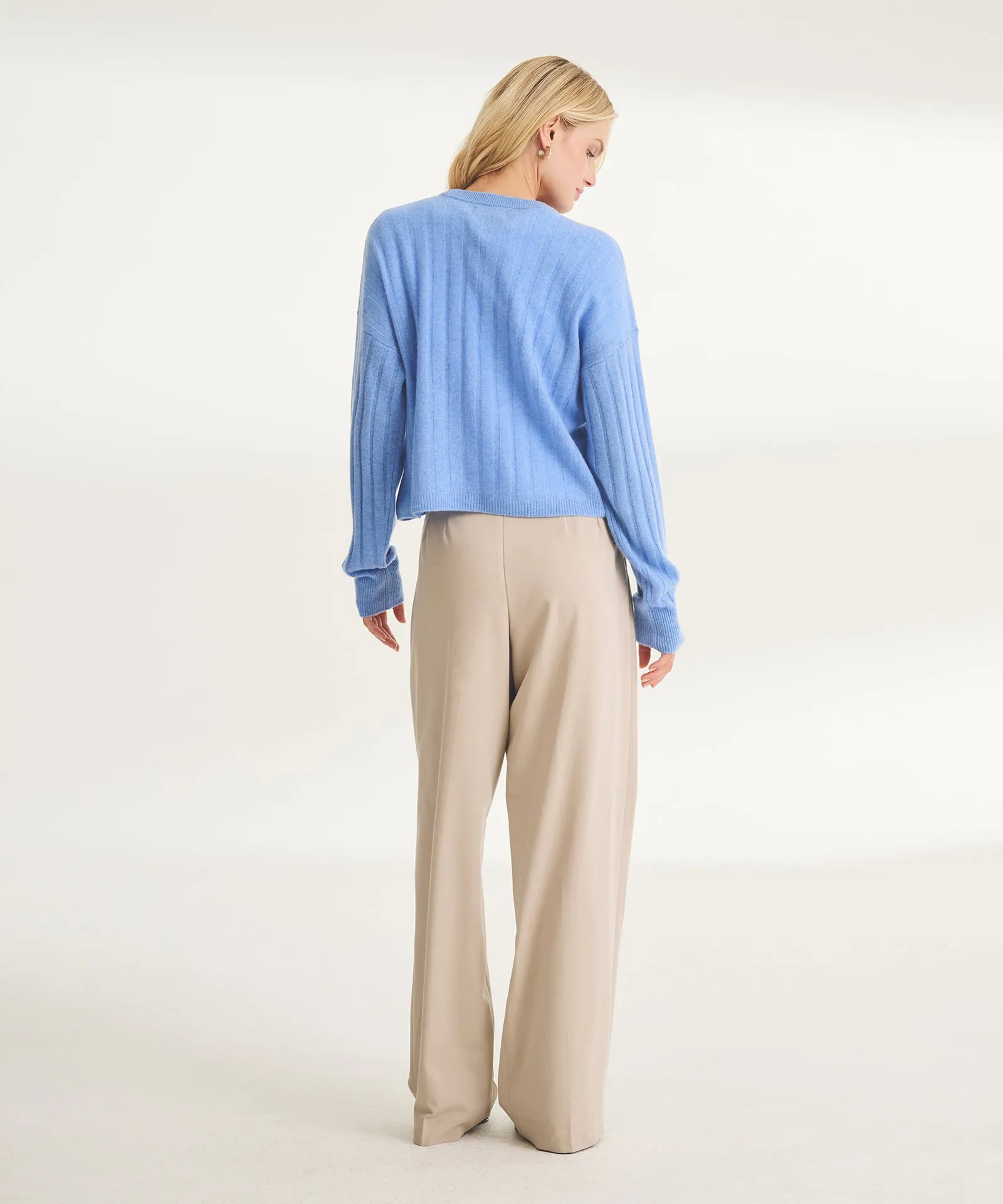 Lightweight Cashmere Ribbed Cropped Sweater