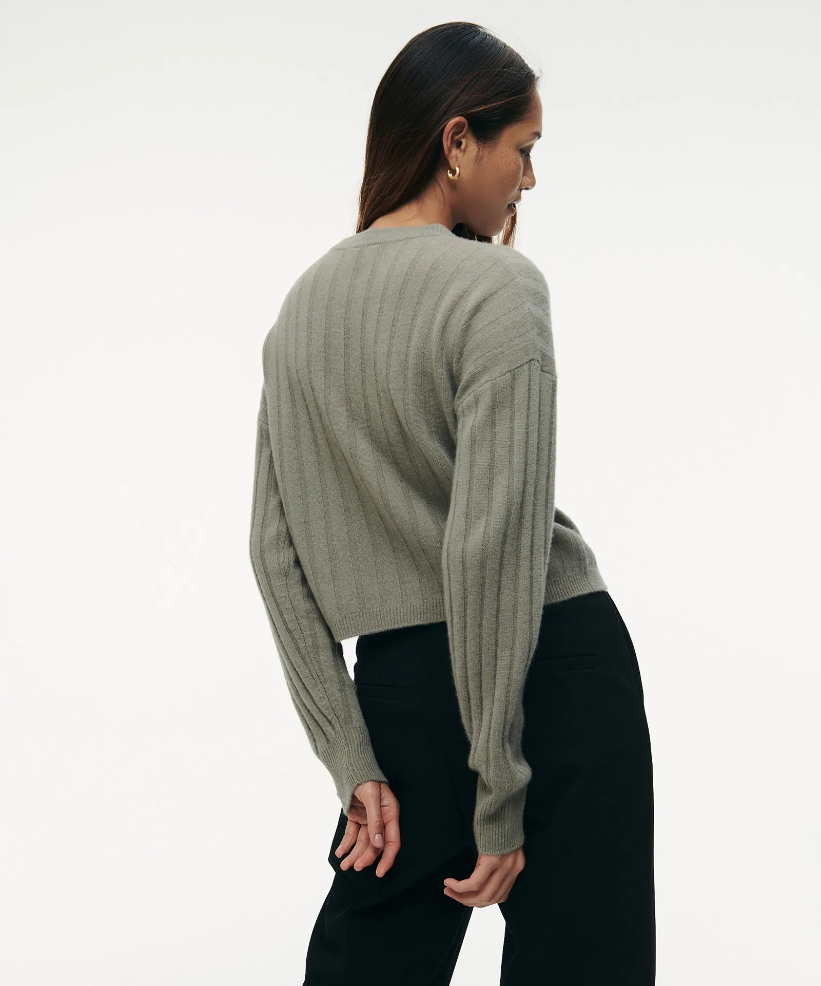 Lightweight Cashmere Ribbed Cropped Sweater