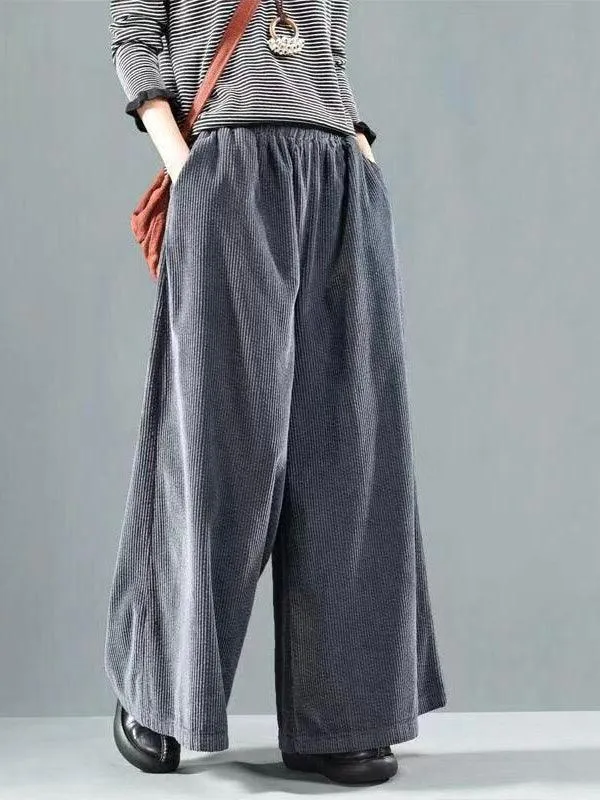 Loose Corduroy Wide-Leg Pants