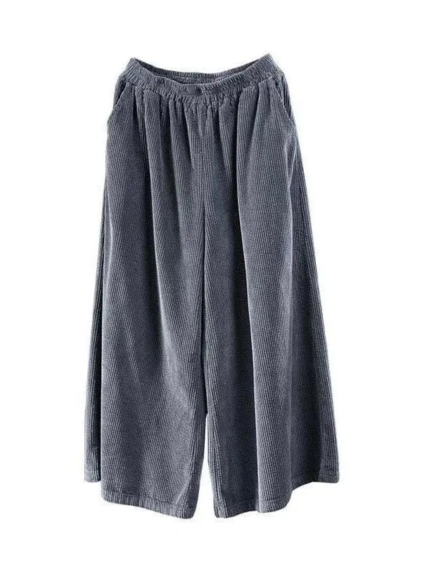 Loose Corduroy Wide-Leg Pants