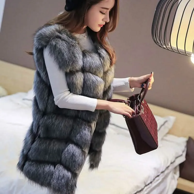 Luxurious Faux Fox Fur Gilet Vest for Women - Trendy Winter Essential in Multiple Colors